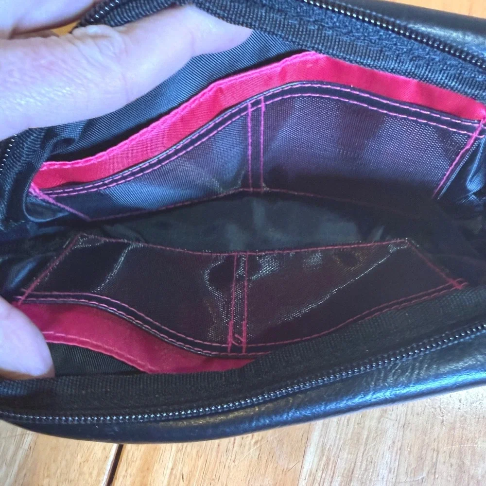 Mary Kay Black Girlfriend Cosmetic Bag Pink Interior Mesh Pockets Shopping Bag